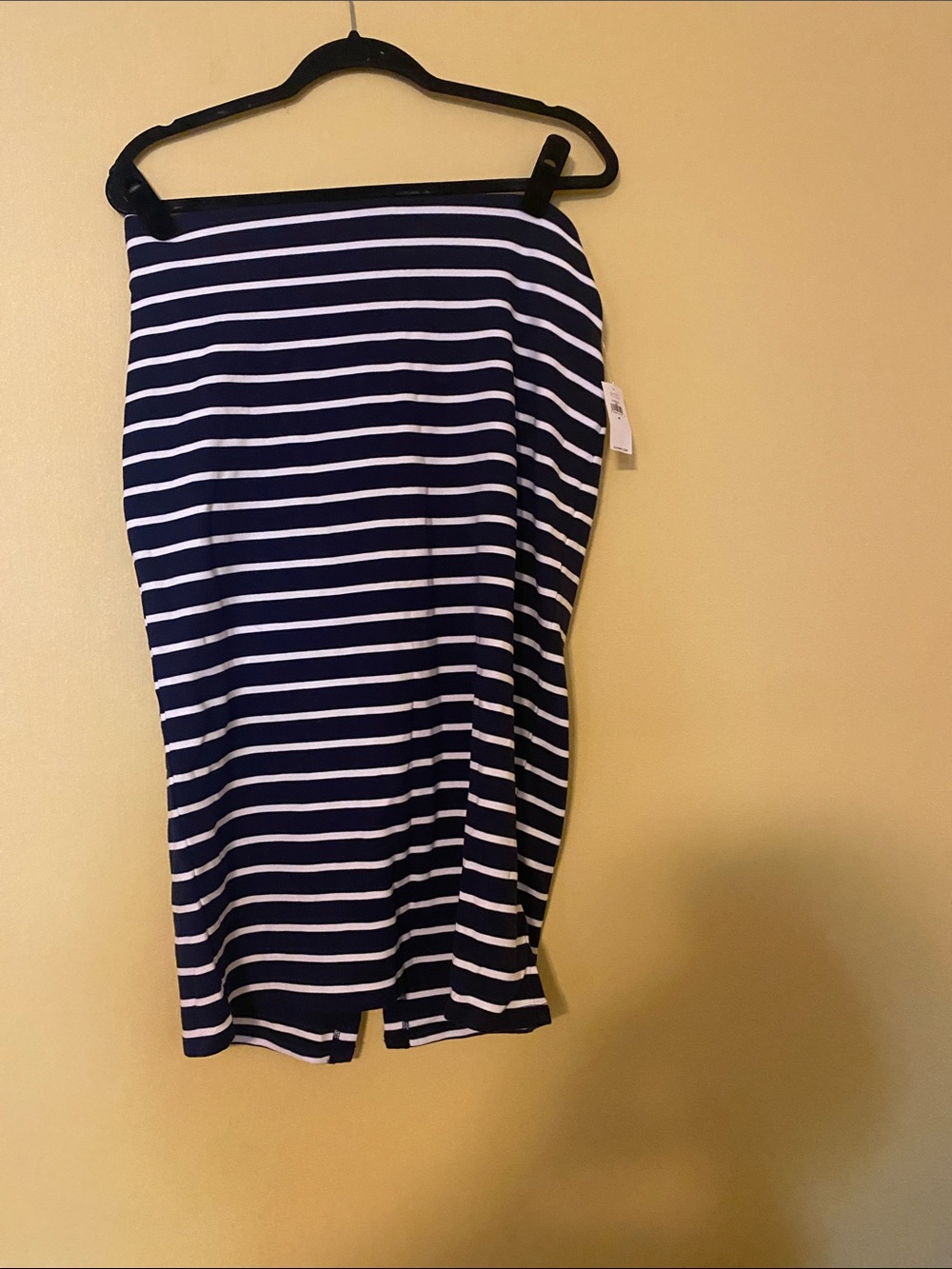 Old Navy Navy and White Striped Midi Pencil Skirt